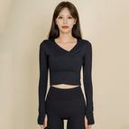 2021 autumn new yoga clothes long sleeve women slim short beginner running fitness yoga clothes tops T-shirt QD24
