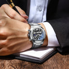 Chenxi Multi-Functional True Three Eyes Six-Pin Men's Watch Calendar Moon Phase Timing Octagonal Live Quartz men Watch CX-922
