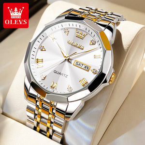 Olevs Watch for men double calendar vibrato fashion waterproof quartz men watch 9931