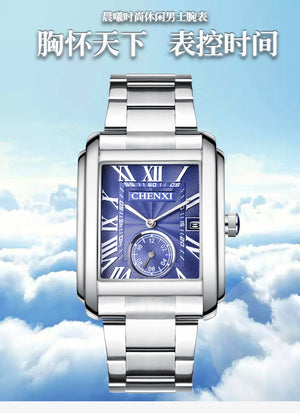 CHENXI Men's watch New Square Steel Band Watch fashion casual waterproof calendar quartz men's casual watch CX-8216