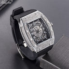 MISSFOX watches Richard personality full diamond barrel silicone with waterproof quartz men's watches