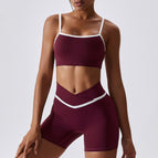 Stitching Contrast Color Yoga Clothes Skinny Running Sports Quick-Drying Fitness Yoga Wear Two-Piece Set Female 8007
