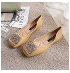 Flat fashion single shoes women's 2022 spring new Korean Square Head shallow mouth scoop shoes large flat bottom women's shoes 555-3