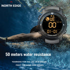 NORTH EDGE Laker Original Smart Watch For Men Waterproof 50M Heart Rate Digital Outdoor Sport watches Smartwatch Bluetooth For Android IOS-black