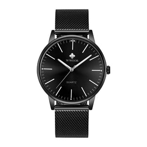 WWOOR 8832 Men Simple Slim Quartz Watch Gold Steel Mesh Ultra Thin Men Watches Luxury Brand 50M Waterproof Male Wrist Watch Golden Clock