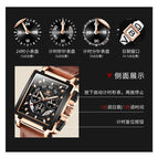 OLEVS Men's watch big dial square leather watch men students waterproof luminous quartz watch 9919wm