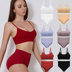 Women's plus size underwear no rims shoulder strap adjustment sexy gathering Panties and bra set 1606