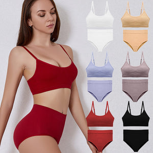Women's plus size underwear no rims shoulder strap adjustment sexy gathering Panties and bra set 1606