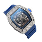 Watch for men Richard Trendy Fashion Hollowed-out Quartz Watch Diamond Silicone Electroplated Barrel-Shaped Men's and Women's Watch 9924