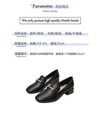 British leather shoes women's thick heel 2022 autumn new black single shoes mid-heel large size women's shoes 189-4