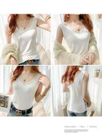 V-neck vest women's slim fit V-neck sexy lace bottoming ice silk thread can be worn outside beautiful back underwear ladies