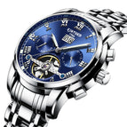 KINYUED Stainless Steel Men's Tourbillon Multi-function Calendar Automatic Mechanical Watch JYD-J014