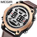 Megir Men's Watch Personalized Roller Waterproof Leather Business Sports Watch Men's Quartz Watch 2142