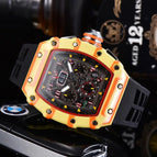 Watch for men Fashion Hollowed-out Barrel Quartz Watch Richard Six-Pin Walking Seconds Sports Casual Men's Watch 1035