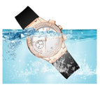 2021 Fashion Women Watches Lady Big Dial Rose Gold Wristwatches Waterproof Rubber Strap Rhinestone Bling Clocks Gifts for Women