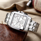 MEGIR steel strap men's watch sports outdoor fashion men's Square waterproof quartz men's causal Watch 2018
