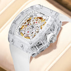 Pintime Men's New Automatic Waterproof Hollow out Mechanical Watch Live Fashion Barrel Miller Watch PT-7