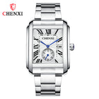 CHENXI Men's watch New Square Steel Band Watch fashion casual waterproof calendar quartz men's casual watch CX-8216