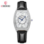 CHENXI new watch ladies calendar quartz watch barrel type diamond leather ladies watch CX-319 silver case