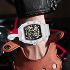 KIMSDUN fashion barrel-shaped silicone transparent hollow automatic mechanical watch men's K-2017A