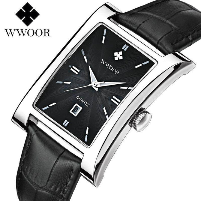 WWOOR Square Men's Watch Waterproof Calendar fashion casual Men's Watch 8017