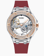 GUOU temperament fashion simple ladies watch waterproof female watch rhinestone silicone trendy mechanical women watch 8221