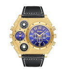 Oulm large dial men's watch athleisure leather compass fashion trendy quartz watch HP1349IPG