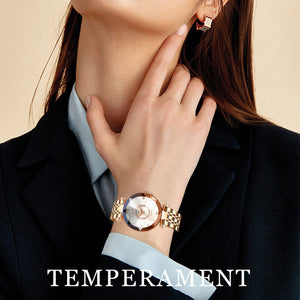 Seno Small Dial Cyno Starry Sky Rhinestone Crystal Multi Crest Glass Solid Fine Steel Belt Watch for Women with box gift