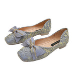 Fairy style bowknot pearl lady shoes 2022 new satin shallow mouth women flat shoes women casual shoes 555-13