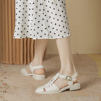 Sandals women's 2022 summer new back empty sandals women's thick heels all-match small fragrant wind one word buckle sandals women 2633-2