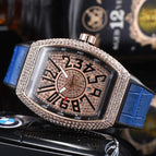 Watch for me Full Diamond Quartz Watch Pin Buckle Fashion Men's Watch Barrel-Shaped Couple Watch 8122