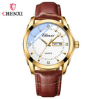 CHENXI New Double Calendar Business Men's Watch Waterproof Quartz Watch Men Casual watch 022