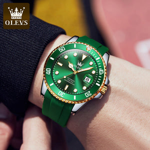 OLEVS Automatic mechanical watch men's green Luminous Lux men's watch waterproof business watch 6650