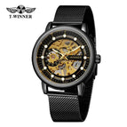 2023 New T-winner Men's Watch Fashion Hollowed-out Mesh Belt Waterproof Manual Mechanical men Watch SLZg123