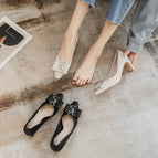 2022 new sweet temperament square toe high-heeled women's shoes with medium thick and shallow mouth fashion single shoes women B65-17