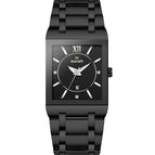 SWISH 0034 New rectangular men's fine steel band Japanese movement simple calendar quartz watch waterproof watch