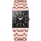 SWISH 0034 New rectangular men's fine steel band Japanese movement simple calendar quartz watch waterproof watch