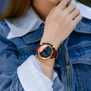 GUOU 8216 women's fashion aggressive large dial women's watch handsome ins high-grade black steel band watches for women ir men