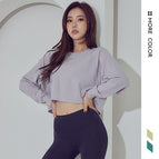 2021 Women yoga T-shirt long sleeved casual leisure sports Tops short sportswear QD05