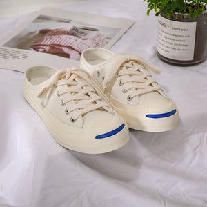 Women Canvas Open smile half-drag casual shoes female no heel 2021 new Korean student lazy shoes