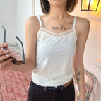 New ice silk knitted vest women can wear out to show thin lace women's vest with adjustable shoulder straps