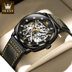 OLEVS men's watch automatic mechanical watch hollow light luxury gypsophila men's watch 6651JT