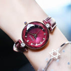 GUOU 66611 Fashion Diamond 2019 Wrist watch Leather Strap Luxury Women's Watches Ladies Watch Clock