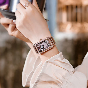 GUOU 8201 Full Diamond Watch Women's Watches Luxury Fashion Rose Gold Ladies Watch Clock Women Watch