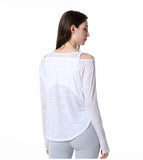2022 spring and summer new yoga clothes tops loose and thin long-sleeved blouses thin section moisture-absorbing breathable large size fitness clothes 8319