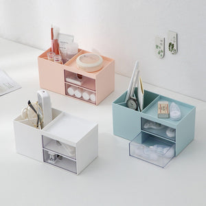 Desk Organisers Stationery Storage Box Multipurpose Desktop Organizer & Storage Box with Transparent 2 Tier Drawer Kotak Alat Tulis