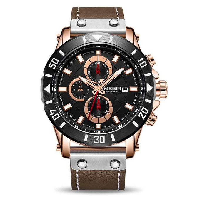 Chronograph Quartz Watches for Men Top Brand Luxury MEGIR 2081 Blue Men Sport Watch Clock Relogio Masculino Montre Homme Hour Time