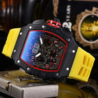 Men's Watch European and American Carbon Fiber Texture Fashion Quartz Watch Barrel-Shaped Quartz Sports Watch 1035