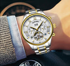 KINYUED Swiss Solid Stainless Steel Band Men's Tourbillon Automatic Mechanical Watch JYD-J009