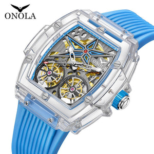 ONOLA ON6828 men's watch double flywheel automatic mechanical watch Men's silicone waterproof watch